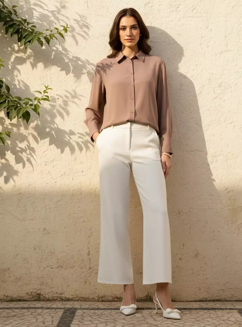 Loose poly twill shirt