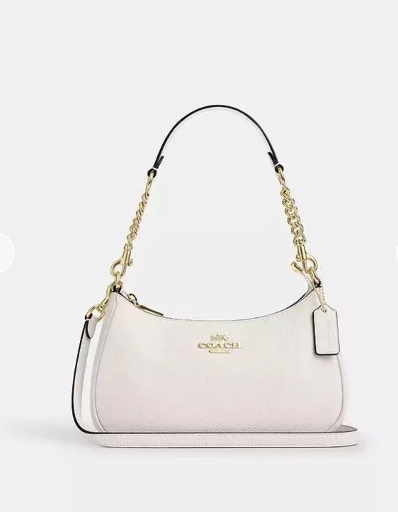 Coach Teri Shoulder Bag Signature Pebbled Leather / Gold/Chalk .