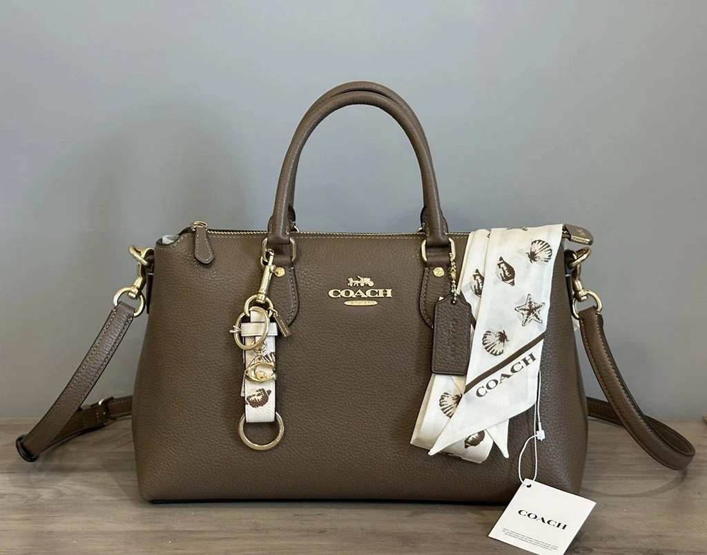 Coach Georgia Satchel Bag with Seashell Silk Scarf