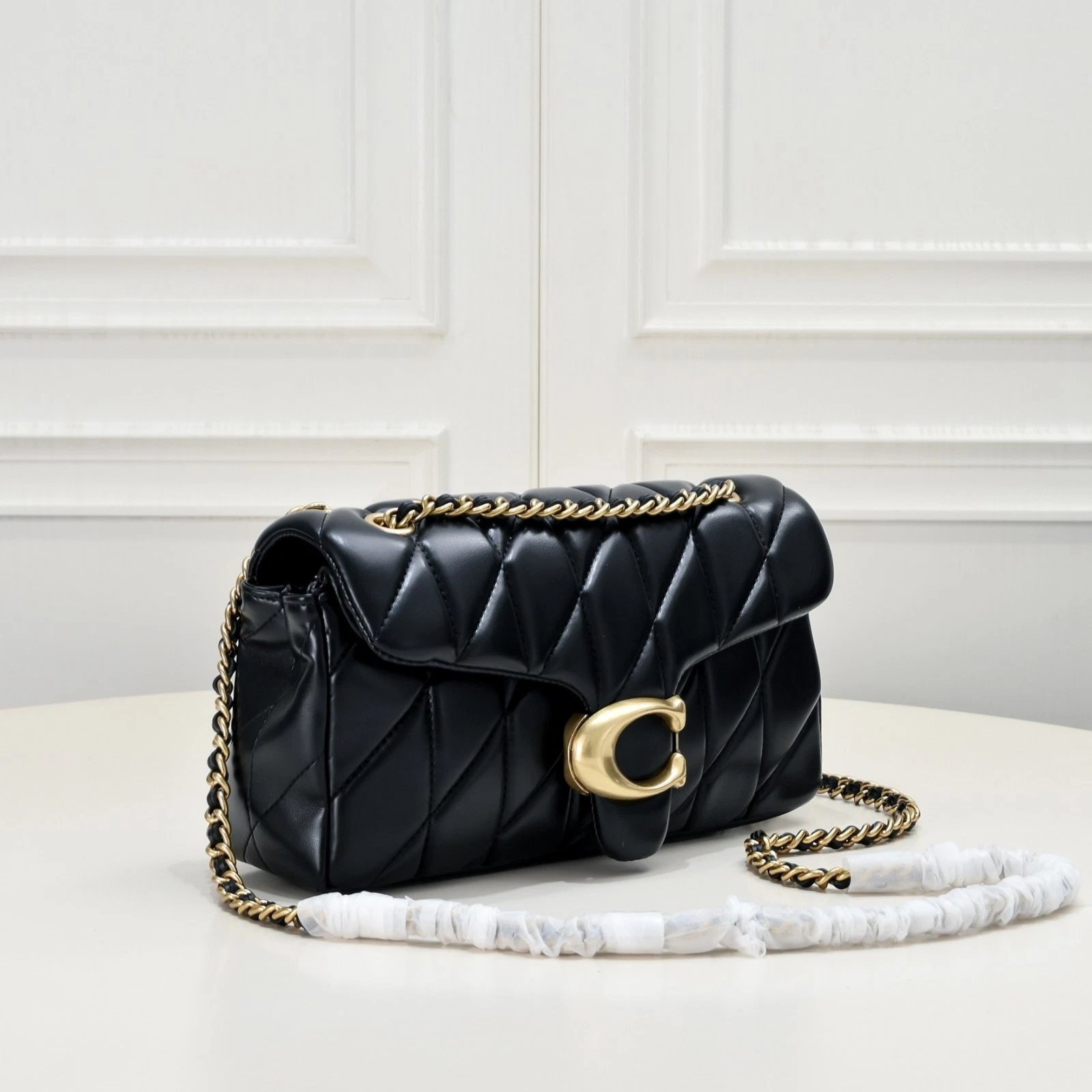 COACH Tabby 26 Quilted Shoulder Bag Leather Black CP150